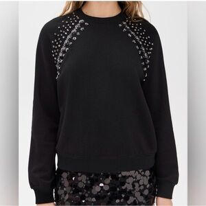 Le Superbe Elegant Black Embellished Sweatshirt